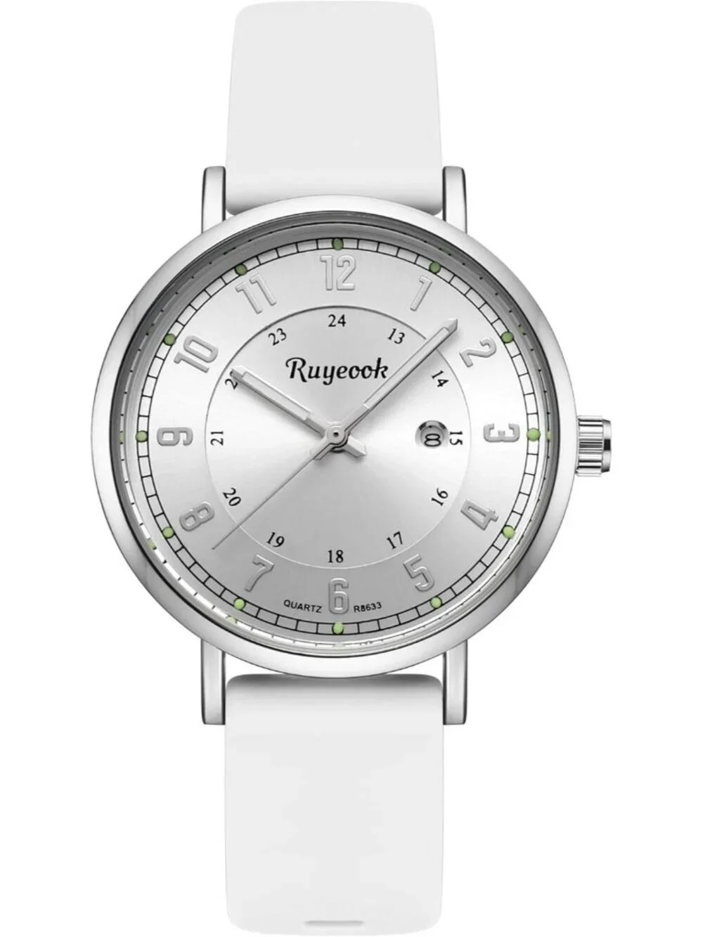 Women's White Analog Quartz Silicone Band Resistant Nurses Classic Wrist Watch